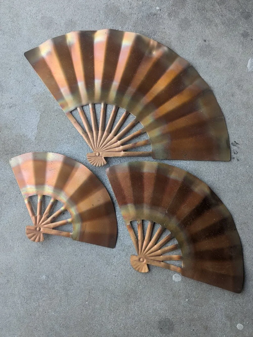Coper Metal 3D Fan Wall Art Sculpture Set